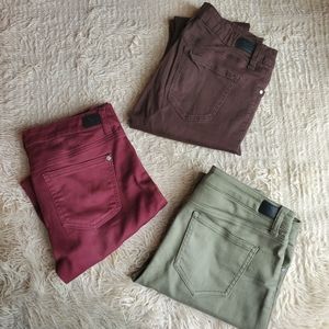 CELEBRITY PINK 3 pack brown, maroon & green skinny jeans SIZE 27 / 5